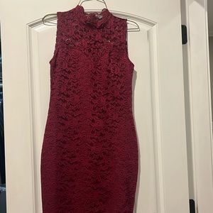 Boohoo lace midi dress - burgundy - size 6